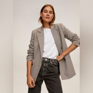 Mango Houndstooth Blazer in Black and White